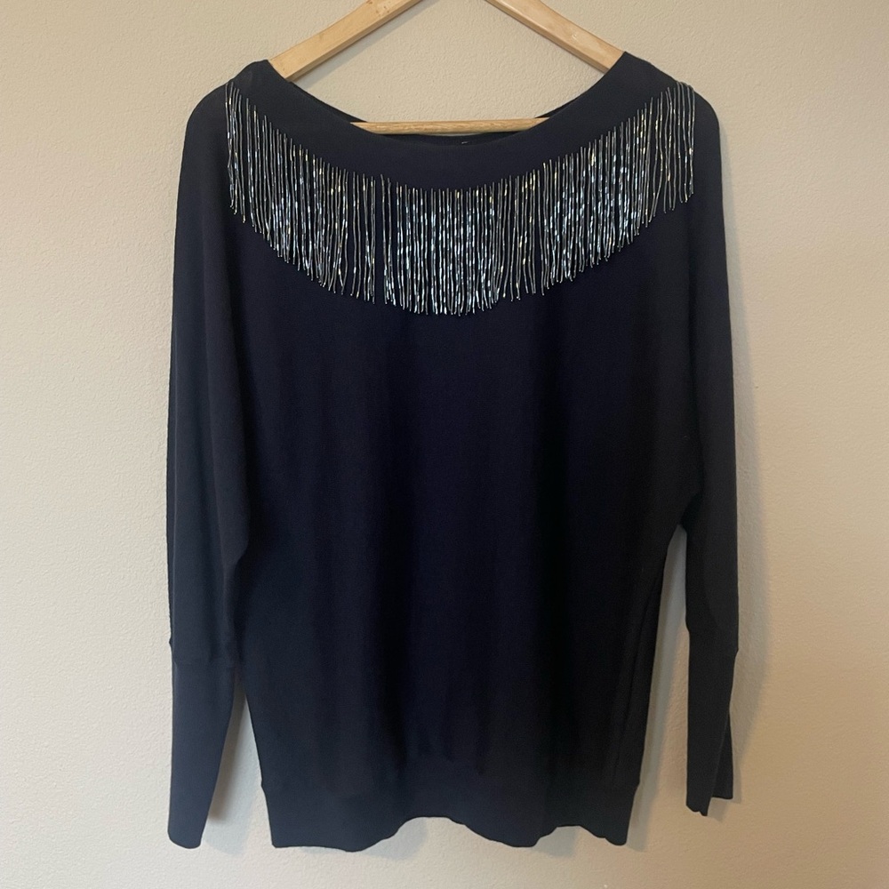 Lafayette 148 New York Black Knit with Metallic Accents